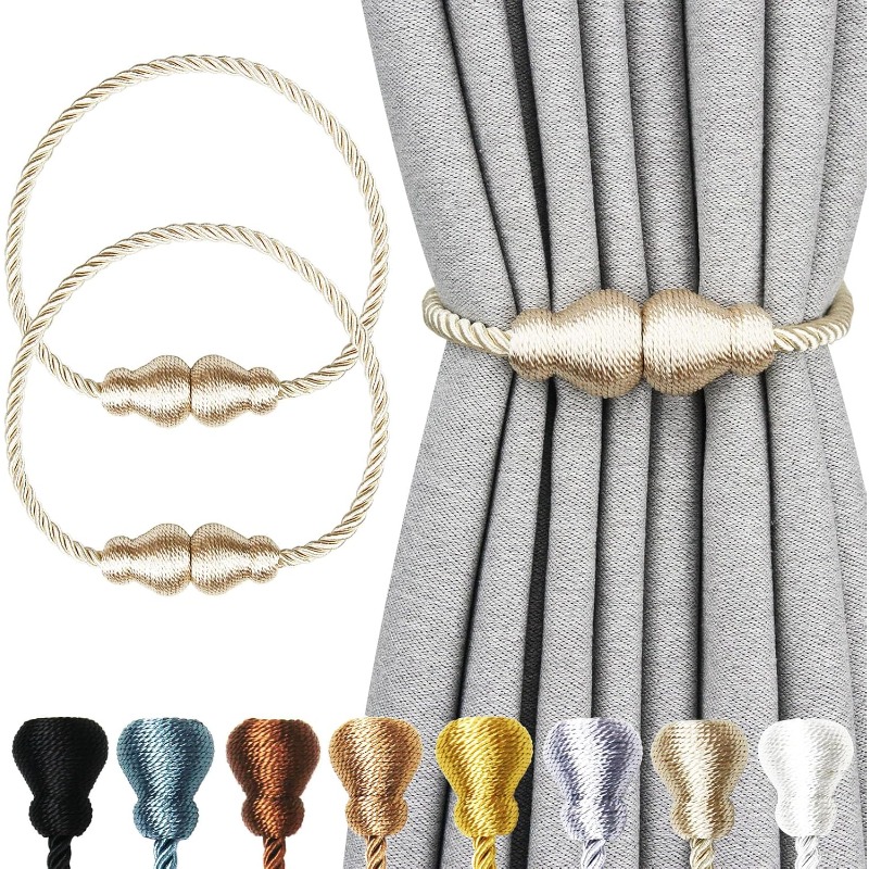 Xt Home Textiles - 2pcs Magnetic Curtain Tiebacks Backs Rope