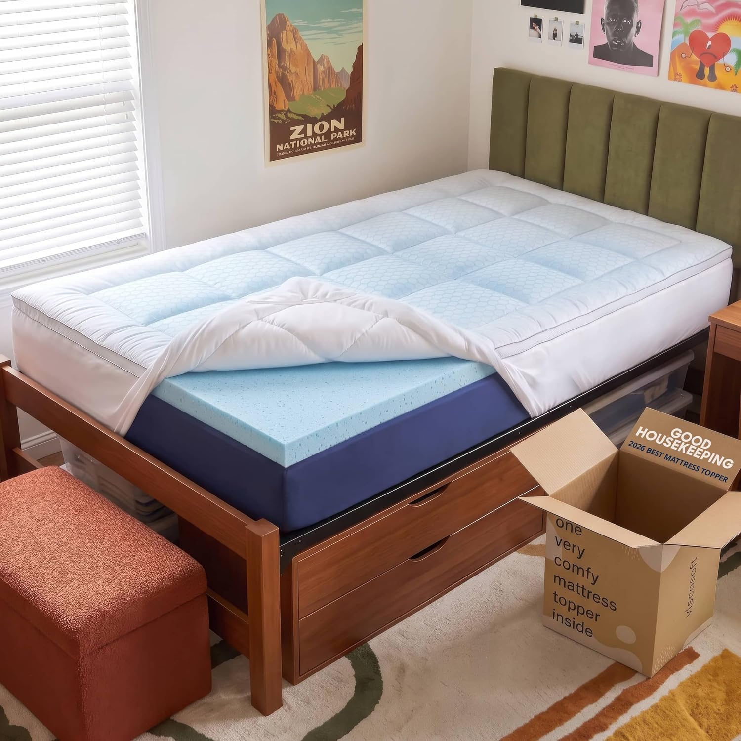 Memory Foam Topper - 4 Inch Pillow Top Memory Foam