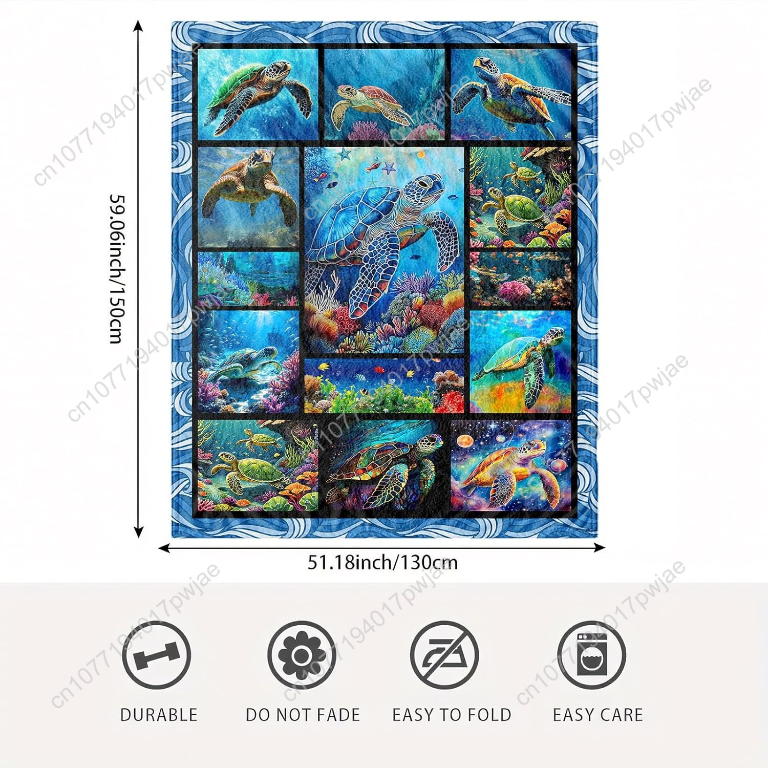 Sea Turtle Flannel Throw Blank - Home Textiles And Decor ulasan dan harga