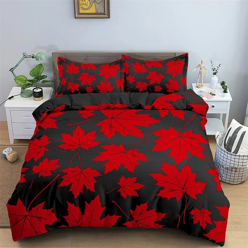 Maple Leaves Duvet Cover Autum - Bed Sheet Microfiber ulasan dan harga