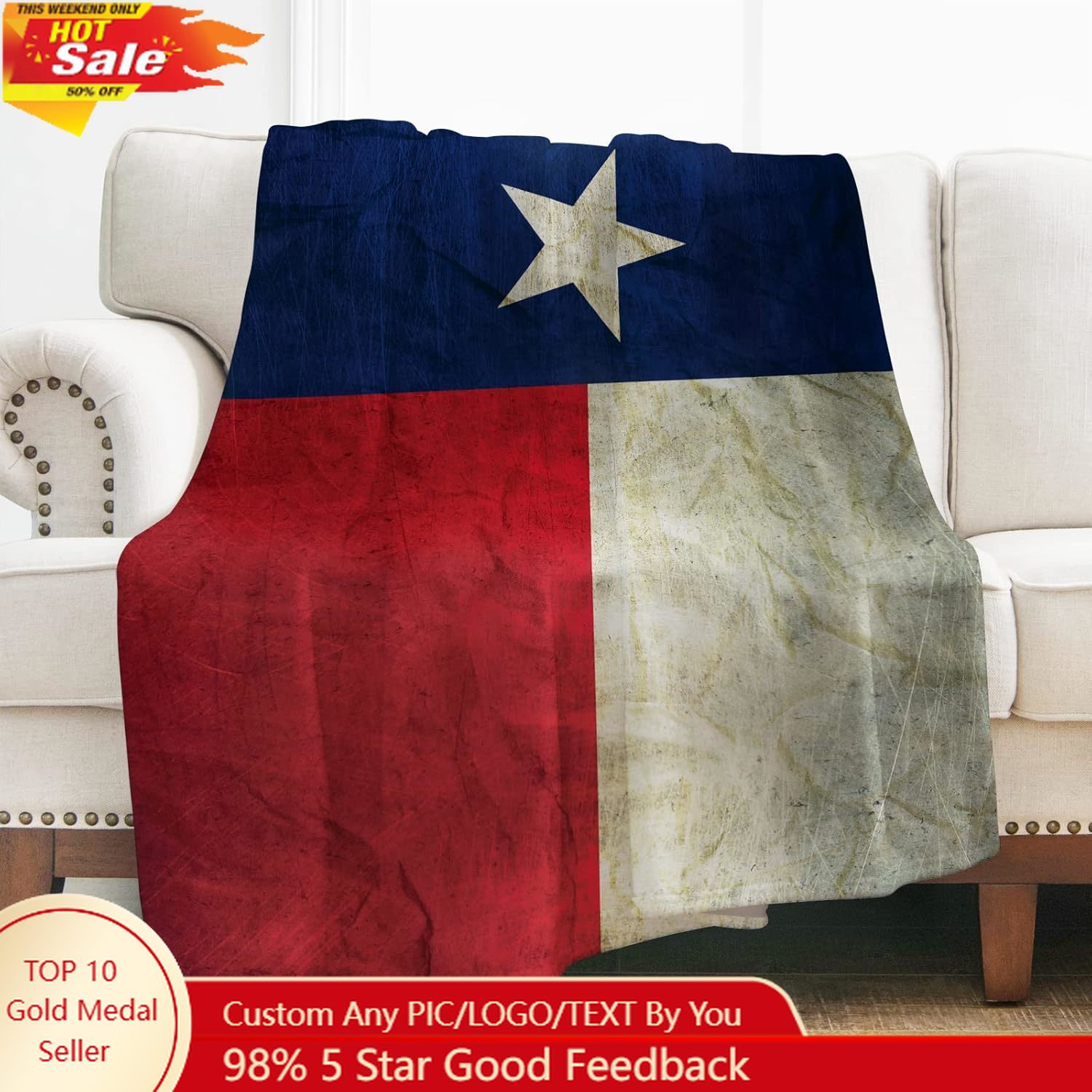 Levens Texas Flag Throw Blanke - Home Textiles And Decor ulasan dan harga